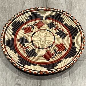 Handcrafted Woven Basket - Black, Red, and Cream